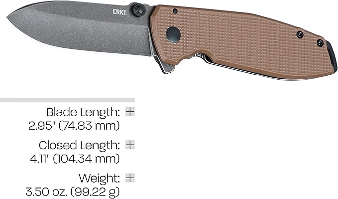 CRKT Squid Assisted Opening Folding Knife: Drop Point with D2 Steel Blade, G10 Handle, Frame Lock, 2495B