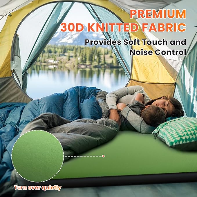 Self Inflating Sleeping Pad with Built-in Electric Pump, 4" Ultra Thick Memory Foam Double Camping Mattress, Fast Deflating Camping Sleeping Pad, 4 Season Insulated Sleeping Pad for Camping, Tent, Car