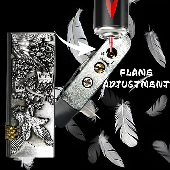 Cool Jet Torch Lighter Fun Refillable Butane Lighter Adjustable Windproof Unique Gifts for Men/Women,Fireplace Candle Camping BBQ (without Butane Gas) (01)