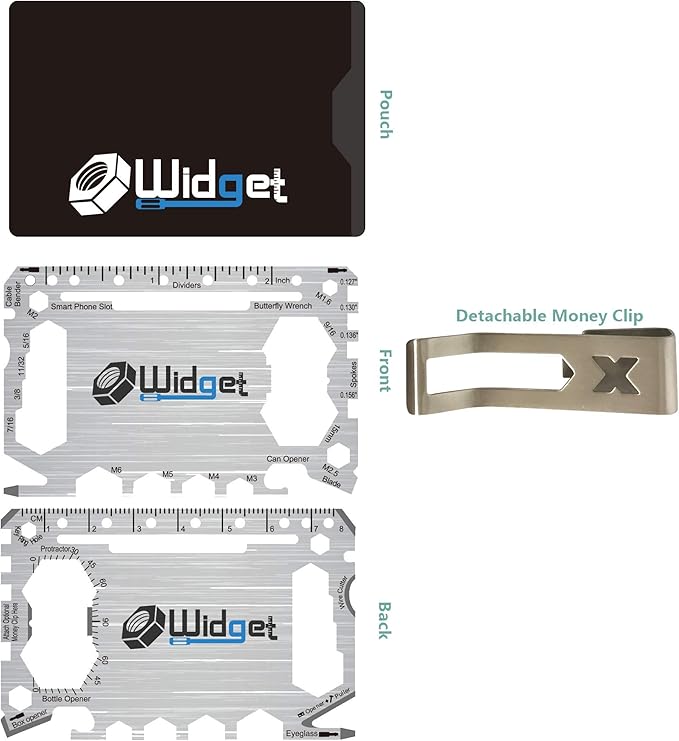 W4W, Multi purpose survival Pocket tool - 43 in 1 - credit card wallet size Ninja Multitool With Money Clip (Silver)