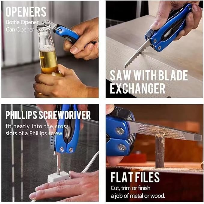 Multi Tool, Multitool, Dad Birthday Gift, Fathers Gifts, Christmas Gifts, Multitool Pliers, Camping Knife, for Outdoor, Survival, Hunting and Hiking(blue)
