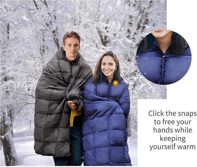 KingCamp Puffy Blankets for Cold Weather Camping, Warm Down Alternative Outdoors Indoors Quilt, Lightweight Compact Packable Windproof Blanket for Stadium, Airplane, Travel, Picnics, Backpacking