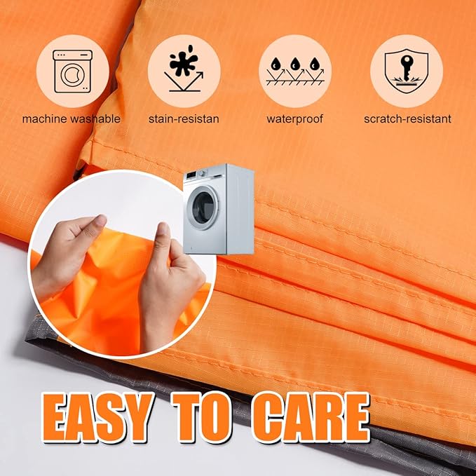 Yonge & Finch Large Beach Blanket Sandproof Heat-Resistent Beach Mat Machine Washable Camp Blanket Packable Pocket Blanket Waterproof Outdoor Blanket Fit 4-7 Persons 83 * 79inch Orange