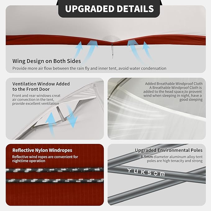 Naturehike Cloud-Up 2 Person Tent Lightweight Backpacking Tent with Footprint - Free Standing Ultralight Camping Hiking Backpack Tents Two Person Tent