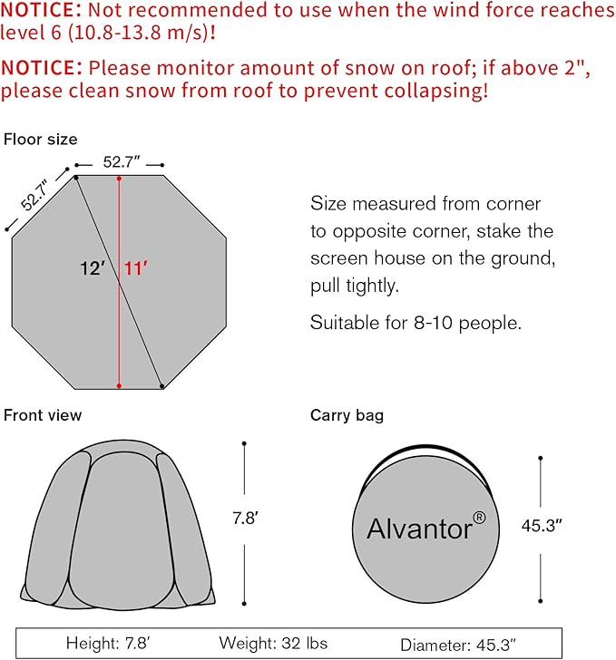 Alvantor Pop Up Bubble Tent - Large Oversize Weather Proof Pod - Cold Protection Camping Tent - Winter Tent Beige