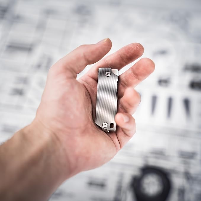 BÖKER PLUS® BabyX Flipper Steel - ball bearing EDC mini pocket knife with D2 Sheepfoot blade - small folding knife with stainless steel handle and clip - Pocket Knife in gift box