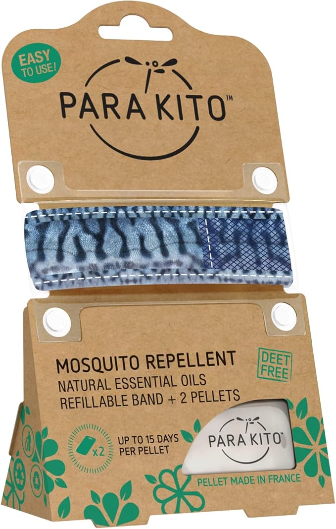 PARA'KITO Mosquito Insect & Bug Protection Wristband - Mosquito Stickers & Bug Spray Alternative - Summer Essentials, Beach Accessories, Hiking & Camping Essentials - Natural Essential Oils (Mackerel)