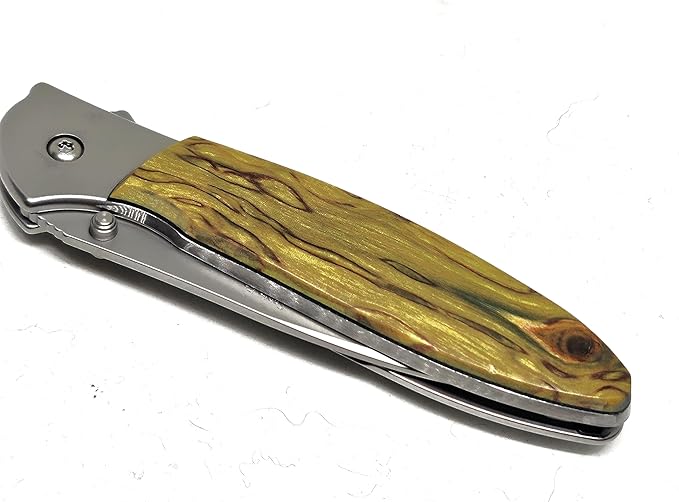 Curly Birch Solid Hanlde on Ken Onion Deisgned Leek with Plain Blade