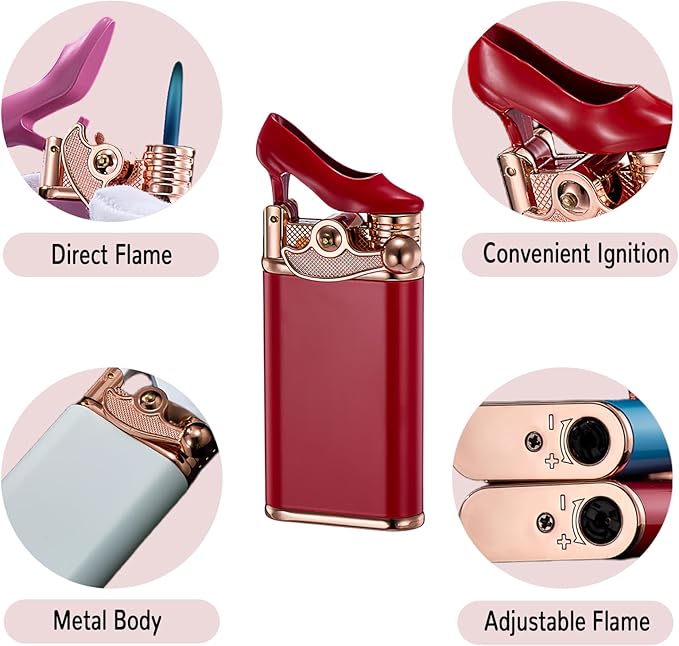 Cute Pretty Lighter Butane, Soft Flame Lighter Fashion Nice Lighter, Unique for Women Candles Gift Camping BBQ (No Butane Fule) (30#)