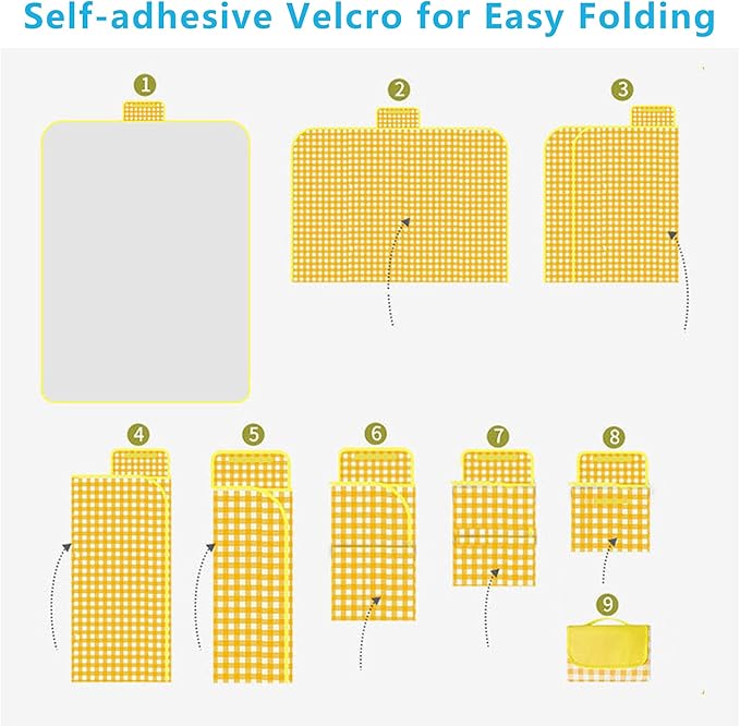 Outdoor Picnic Blanket Beach Blanket, Extra Large 80 " x 80 ", Foldable Waterproof and Sandproof Mat, Camping Carpet, Portable Travel Mat for Traveling, Camping, Hiking, Holiday Party, Park Lawn