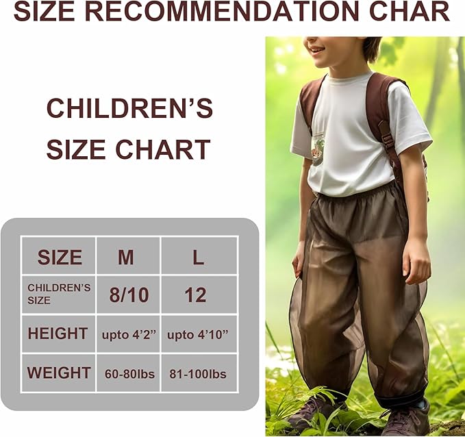 Aventik No-See-Um Mesh Youth Mosquito Jacket, Youth Mosquito Pants M&L Super Light, Keep Safe Cool, UV Protection