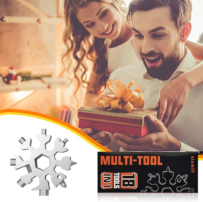 Stocking Stuffers for Men Dad Gifts, Multi Tool 2 Pack 18 in 1 Snowflake Hand Tools Christmas Gifts for Men Adults and Women Outdoors Camping Portable Bottle Opener Flat Screwdriver Kit Wrench