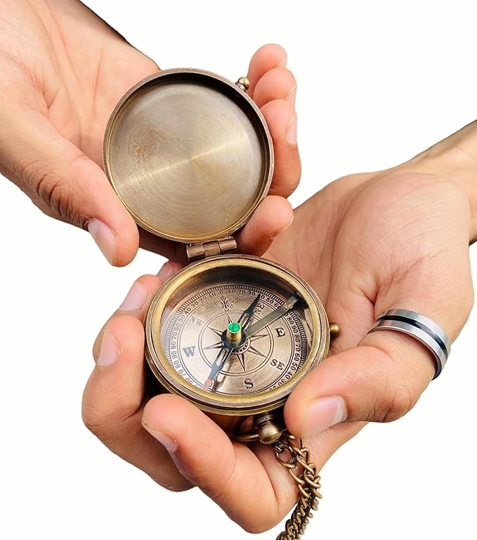 Engraved Brass Compass, Compass Gift for Teenage, Gift for him, Birthday, Baptism, Graduation, Confirmation, Love, Xmas Gift idea Sentimental, Graduation, Inspirational Gifts for Him/Her