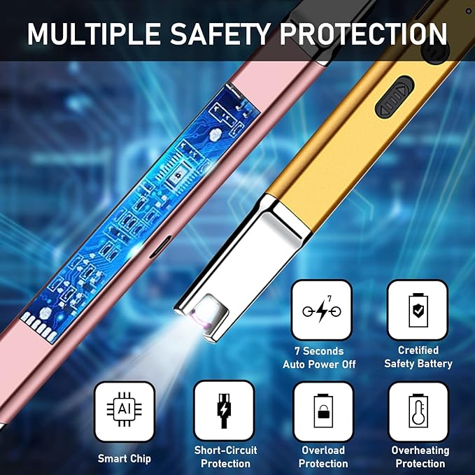 Lighter Electric Candle Lighter 2 packs Upgraded Rechargeable Candle Lighter with LED Flashlight Windproof Flameless and Hanging Hook LED Battery Display Arc Lighter for Candle Grill Camping