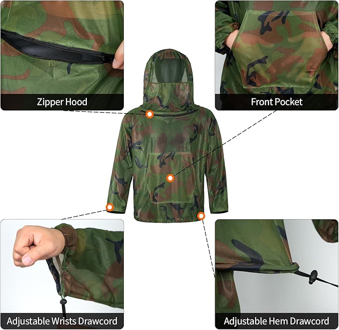 LOOGU Mosquito Suits, Net Bug Pants & Jacket Hood Sets - Ultra-fine Mesh - With Fishing, Hiking, Camping and Gardening