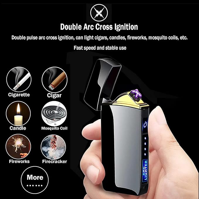 Arc Lighter, Smart Electric USB Rechargeable Lighter Windproof Flameless Lightweight Plasma for Fire,BBQs,Fireworks,Candle,Camping-Outdoors Indoors (T3-Black Printed Dragon)