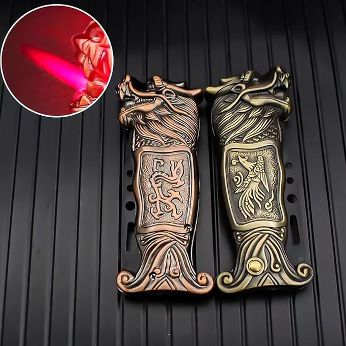 Cool Metal Design Jet Torch Lighter Refillable Butane Novelty Lighter for Gift Fireplace Candle Camping BBQ (Without Gas) (05)