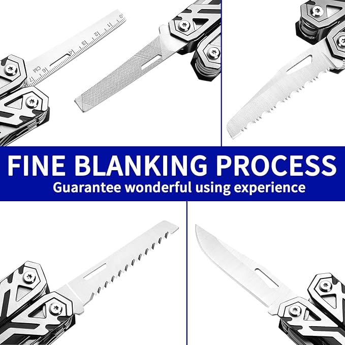 Multitool Pliers, 21-in-1 Stainless Steel Multi tool with Screwdriver, Bottle Opener, Nylon Sheath, Safety Locking Tool set