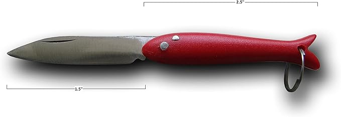Red Smal Mini Micro Knife - Handmade Key ring Pocket Folding Folder Knife, Stainless Steel, Multi Purpose Portable, Tiny Blade
