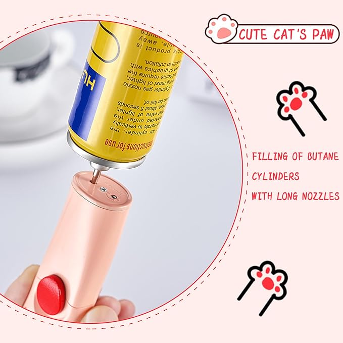 Cat Paw Cute Butane Lighters Refillable, Pretty Aesthetic Novelty Lighter, Unique Gifts for Women Fireplace Candles Camping BBQ (No Butane Fuel) (Pink)