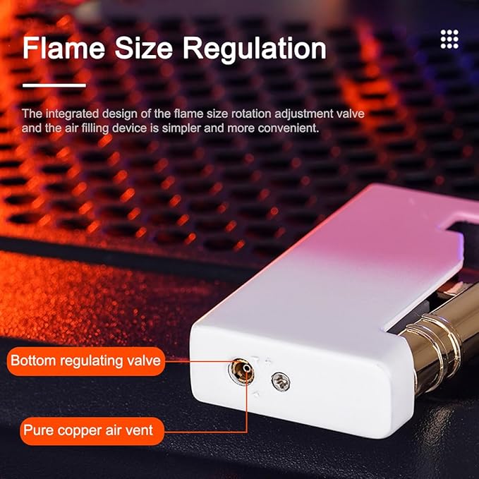 Torch Lighter, Refillable Butane Lighter, Windproof Lighter Adjustable Strong Flame Lighter, for Hiking Camping Fireplace Grill Camping BBQ Lighter (Wire Drawing Gold), DJ191