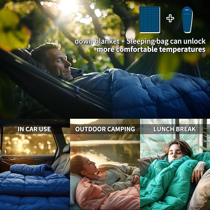 Down Camping Blanket,600+Fill Power,Foldable Into a Pillow,Light,It is The Best Choice for Outdoor Activities, Picnics, Beaches, and Travel.