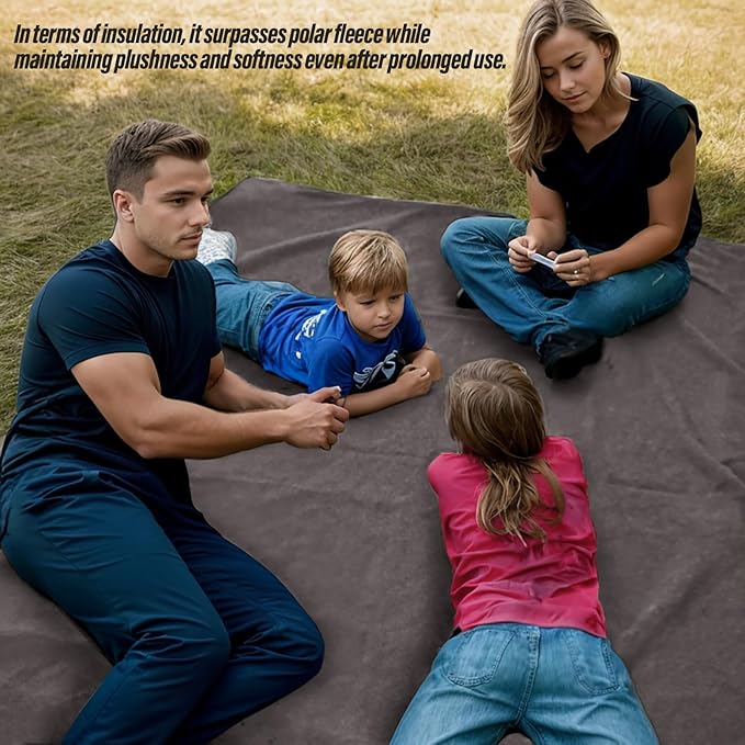 Large Outdoor Waterproof Blanket with Wool - 79" x 59", Extra Thick 300 GSM Fleece, Warm, Wearable, Washable, Portable Stadium Blankets for Camping Picnic, Beach, Sporting Events, Pet, Car