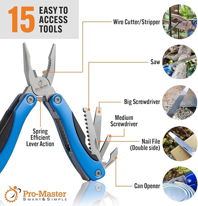 Multi Tool Pocket Knife Set 15 in 1 - The Ultimate Father’s Day Gift! Perfect Multitool for Men, Dad, Boyfriend, Scout - Practical, Versatile tool for Fathers Day, Birthdays and Graduations, 3 pack