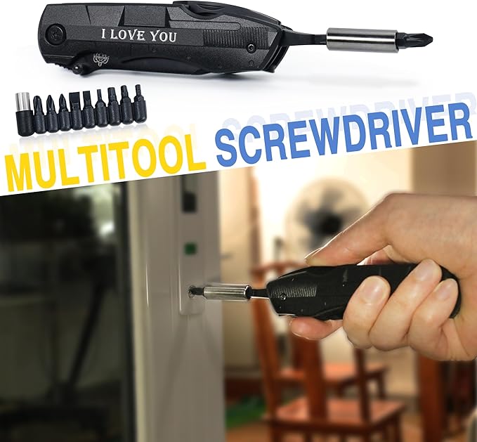Gifts for Boyfriend Husband,6 in 1 Multifunction Pocket Knives with Screwdrivers Pliers Bottle Opener Durable Sheath,for Camping Work Daily Use,Birthday Gifts