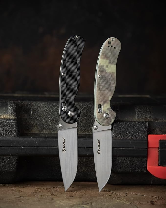 GANZO Firebird FB727S-BK Folding Pocket Knife 440C Stainless Steel Blade G10 Handle with Clip Hunting Fishing Outdoor EDC Knife (Black)