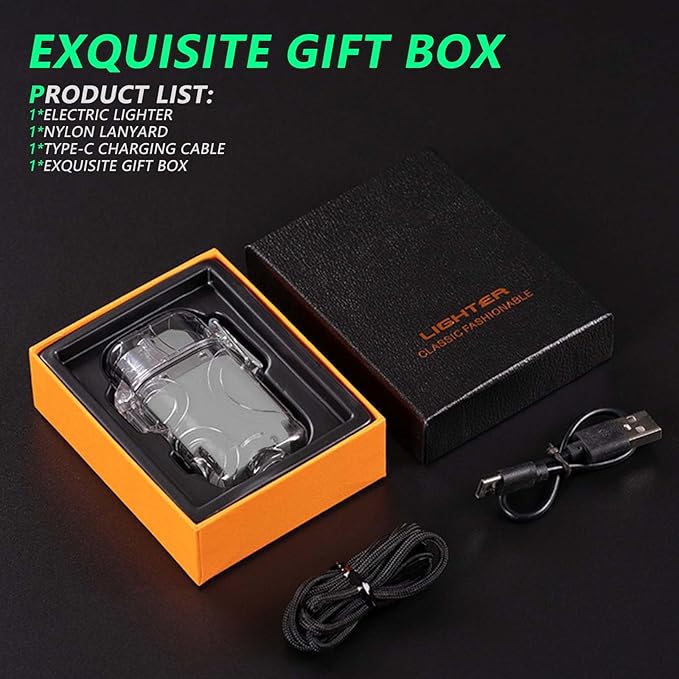 BABOBIU Plasma Lighter Rechargeable Lighter Portable Flameless Waterproof Windproof Lighter Cool Lighter with Portable Flashlight Gift for Men, Boyfriend, Husband (Silver)