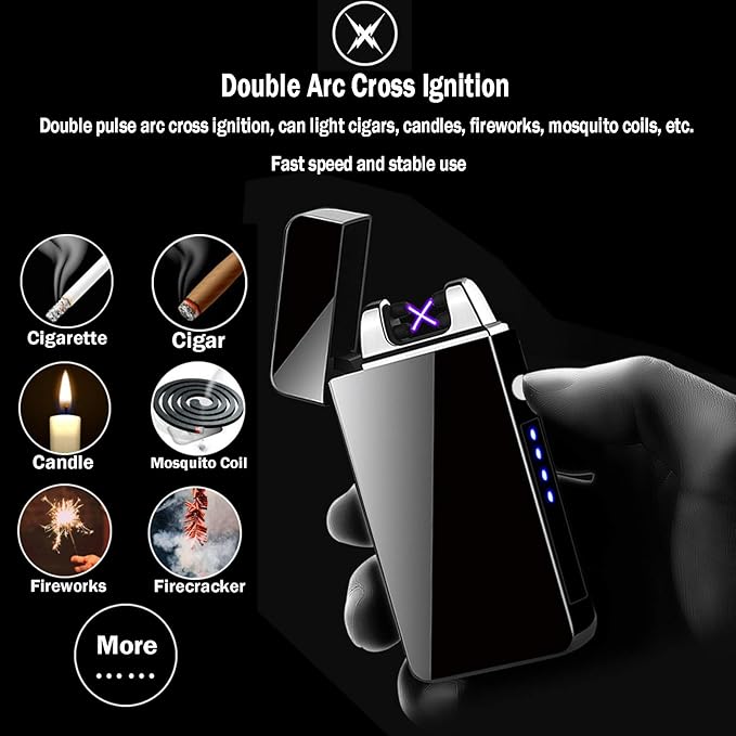 Arc Lighter, Smart Electric Lighter, USB Rechargeable Lighter Windproof Flameless Lighter Lightweight Plasma Lighter for Fire,BBQs,Fireworks,Candle,Camping - Outdoors Indoors (Gold)