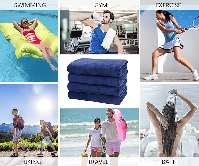 VIVOTE Microfiber Gym Towels Sports Sweat Towel Super Absorbent Ultra Soft Multi-Purpose Man Women Fitness Workout Travel Camping Hiking Yoga 16 Inch X 32 Inch