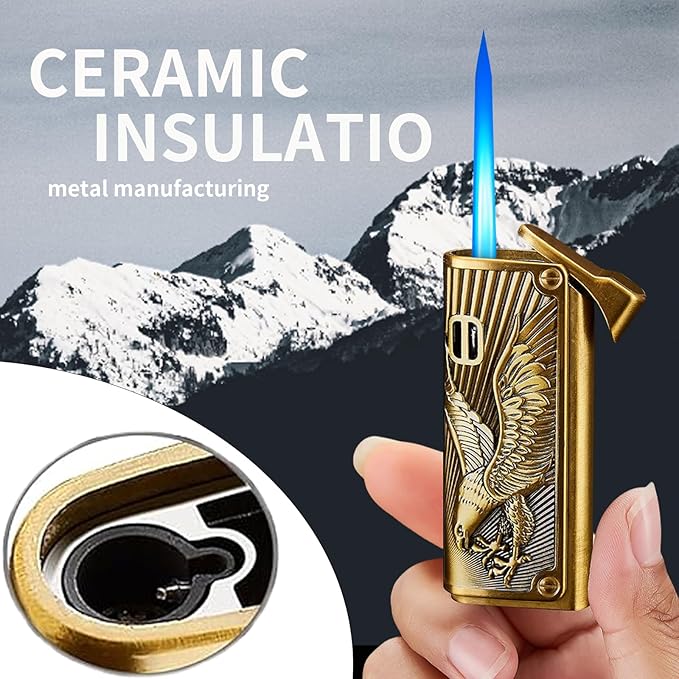 Cool Jet Eagle Torch Lighter Fun Refillable Butane Lighter Adjustable Windproof Unique Gifts for Men/Women,Fireplace Candle Camping BBQ (Without Butane Gas) (09)