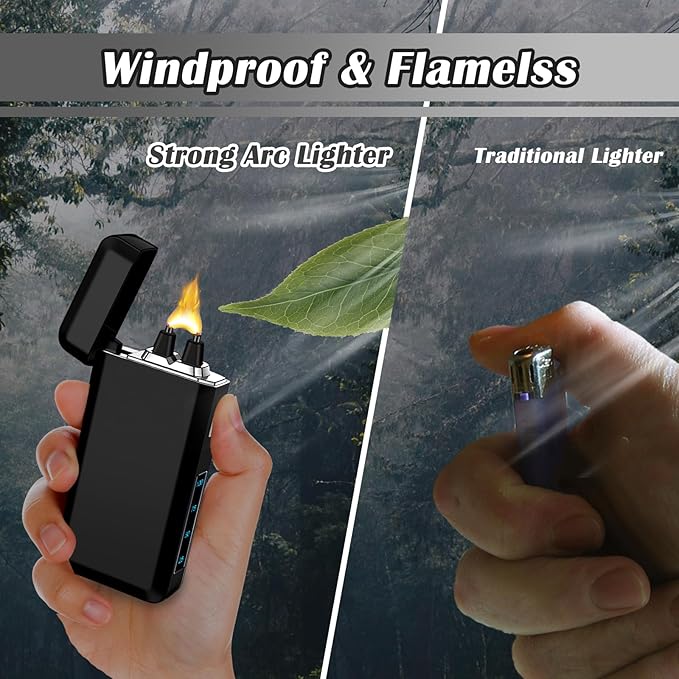 SKRFIRE Plasma Lighters Rechargeable Dragon USB Lighters, Electric Lighter Windproof Electronic Arc Flame Lighter with LED Power Display for Candle, Incense, Gifts for Men, Women (Black)