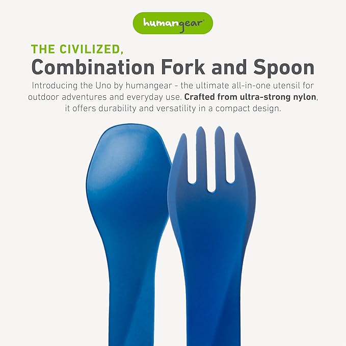 humangear GoBites Uno | Travel & Camping Utensils | Portable & Convertible Dining Ware | Multi-Functional Spork, Blue