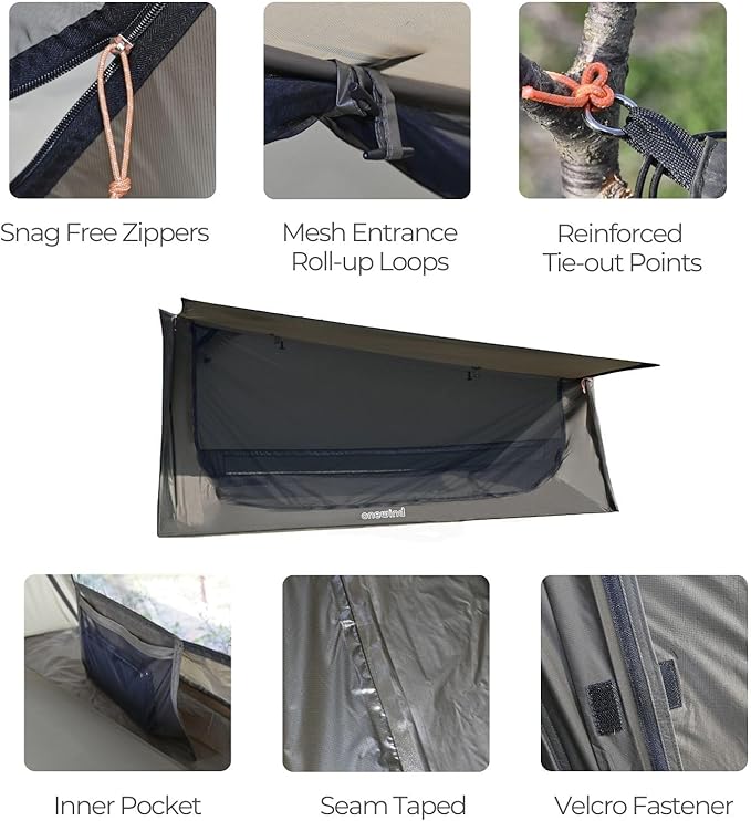 onewind 3 Season Backpacking Tent for Single Person, Ultralight Waterproof Silnylon Lightweight 1 Person Bushcraft Bivy Tent for Camping Backpacking Hiking, NO Trekking Pole