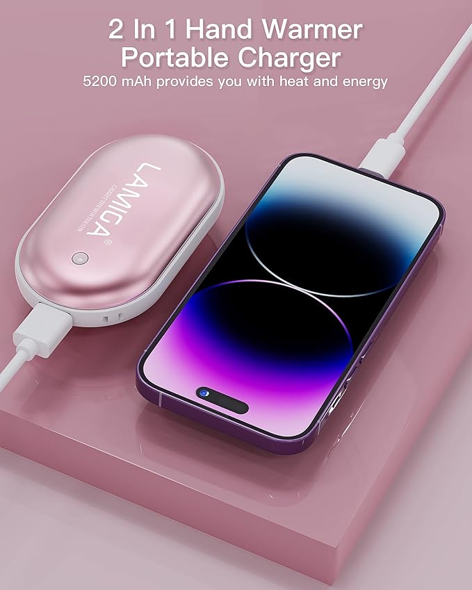 Hand Warmers Rechargeable,Electric Hand Warmer Reusable,5200mAh Portable Powerbank,Hot Hand Pocket Heater for Outdoor Camping and Hunting,The Best Gift for Winter.