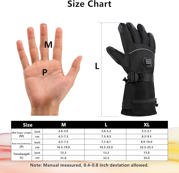 Heated Gloves for Men, New pgradepgraded Rechargeable 6000mAh Heated Gloves, Touchscreen Waterproof Heating Gloves for Winter Outdoor Work Skiing Hiking Camping