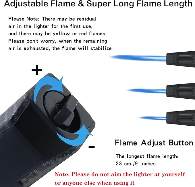 DOUBFIVSY Jet Torch Butane Lighter with Gift Box, Bright Fire Lighter Windproof Refillable Butane Lighter Adjustable Flame Lighters for Cigar Grill BBQ Camping (Butane Not Included) (Carbon Fiber)
