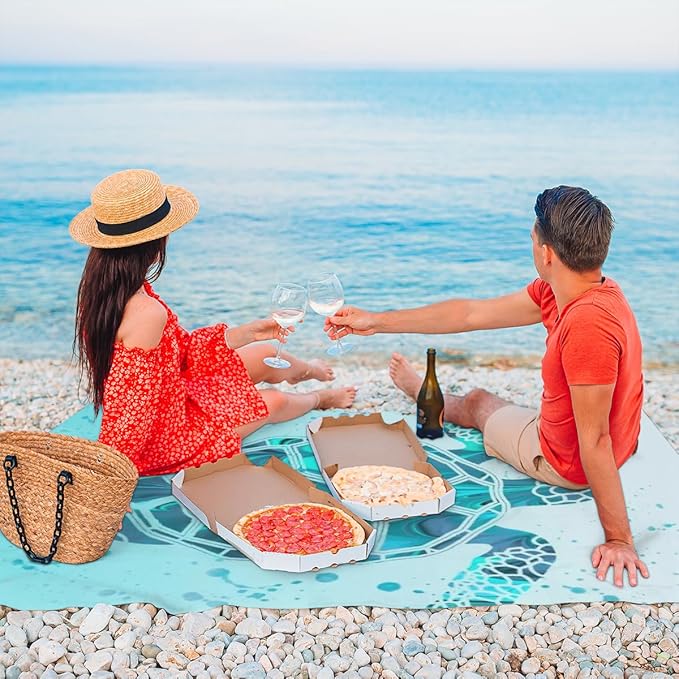 Beach Blanket Sandproof Waterproof Beach Lightweight Picnic Blanket Portable Picnic Mat for Outdoor Travel Camping Hiking Turtle Pattern