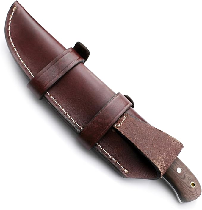 GCS Custom Handmade Brown Micarta Handle D2 Tool Steel Knives Buffalo Hide Sheath GCS 135