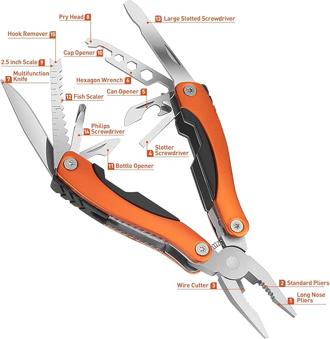 Dad Birthday Gift, Multi Tool, Multitool, Fathers Gifts, Pocket Knife, Multitool Pliers, Camping Knife with Holster and Nylon Sheath for Outdoor, Fishing, Hunting, Hiking by WIWUE GUO