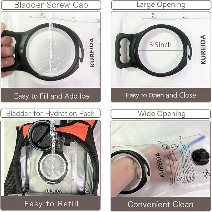 Hydration Bladder 2 Liter Leak Proof Water Reservoir,BPA Free,Wide Opening, Military Water Bladder Combined with Hydration Backpacks for Biking Hiking Running Camping Climbing.