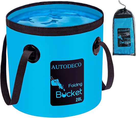 AUTODECO 5 Gallon Collapsible Bucket Water Container Portable Wash Basin for Fishing Camping Car Washing Hiking 20L