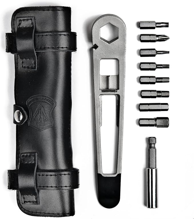 THE NUTTER All in One Bike Tool - Portable Bike Repair Kit with Cycling Multitool and Black Leather Pouch - Specialized Bike Accessories, Bike Tools - Emergency Biking Gear for All Types of Bicycles