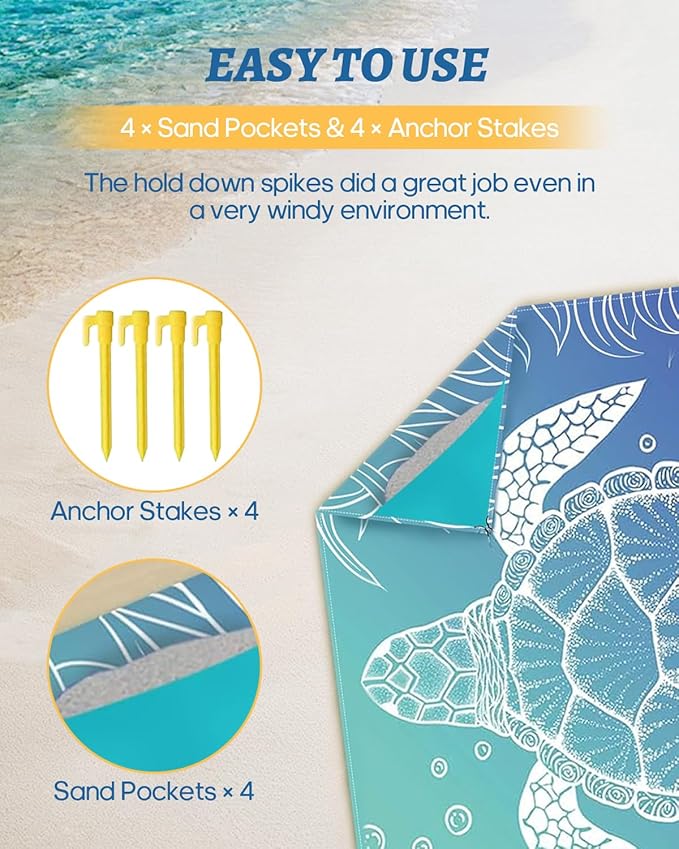 Beach Blanket Waterproof Sandproof Picnic Blankets Extra Large Beach Mat 79" X 83" for 4-6 Adults Oversized Picnic Mat for Outdoor Travel Camping Hiking (Style 1)