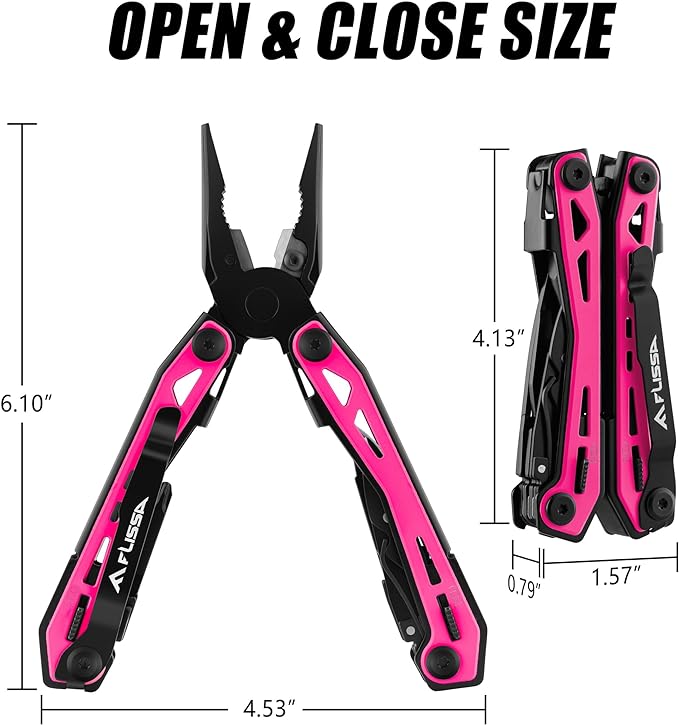 FLISSA 16-in-1 Multi Tool Pliers, Stainless Steel EDC Multitool with Pocket Knife, Belt Clip and Oxford Pouch, Self-locking Multipurpose Utility Multi-Tool for Camping Survival Outdoor Activities