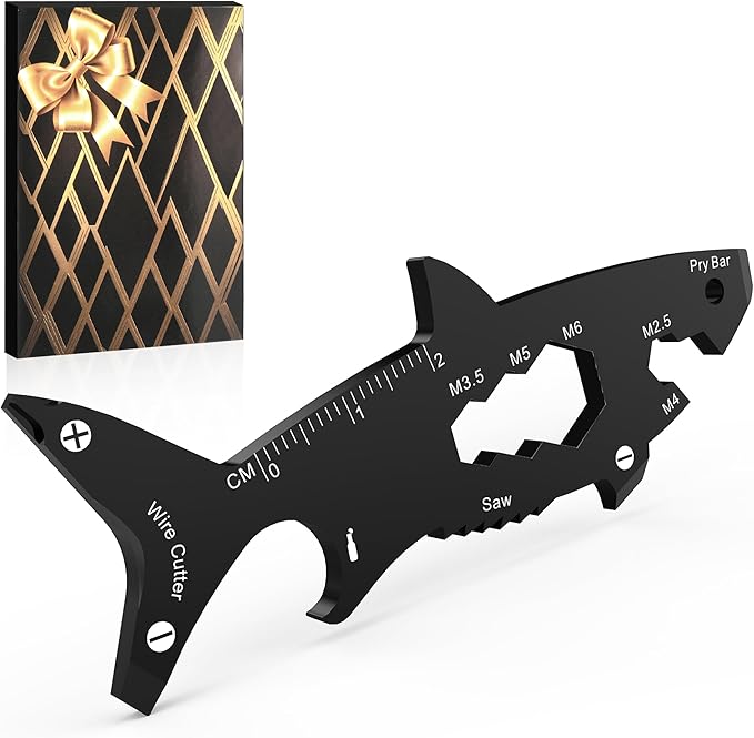 Funny Multitool Gadget Men Gift - Creative Shark-shaped 15 in 1 Small Tool for Dad Husband, Christmas Stocking Stuffer Gift Idea Boyfriend Son, Unique Gift for Birthday, Fathers Day, Valentines Day