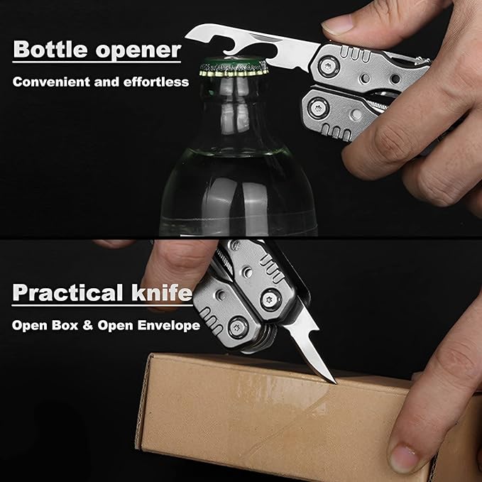 Multitool Pliers, 13-In-1 Small Edc Utility Multi Tool Pocket Knife with Pliers, Screwdriver, Bottle Opener, Pocket Tool for Camping Outdoor Survival Hiking Gifts for Dad Husband Boyfriend